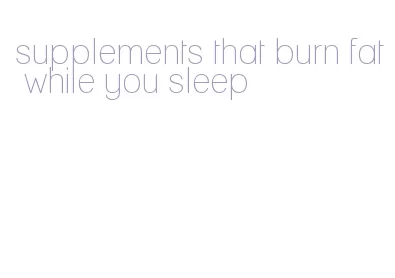 supplements that burn fat while you sleep