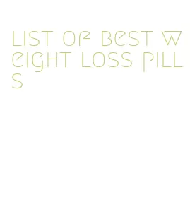 list of best weight loss pills