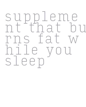 supplement that burns fat while you sleep